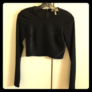 Bcbgeneration Banded Long Sleeve Cropped Top Sz S